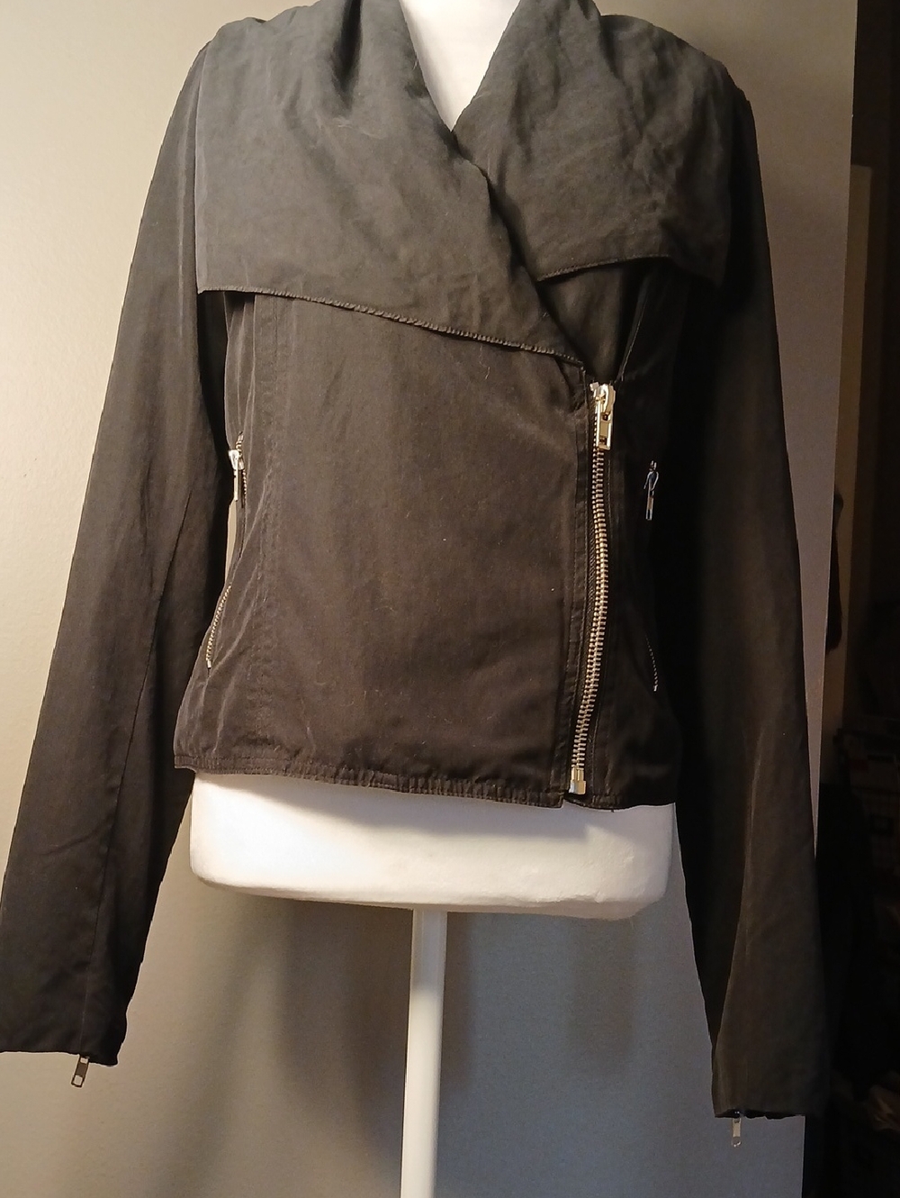 Womens Black BB DAKOTA Asymmetrical Zip  moto Jacket